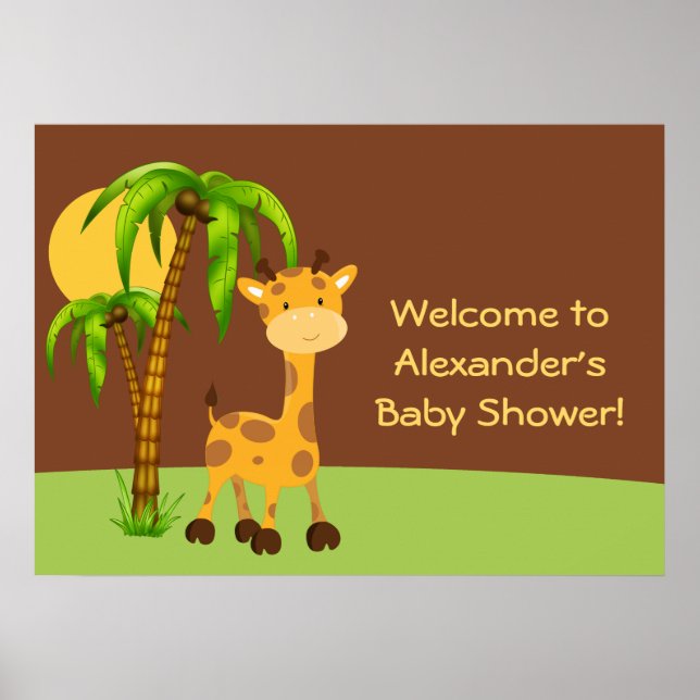 Póster Poster de Baby Shower de Cute Giraffe (Frente)