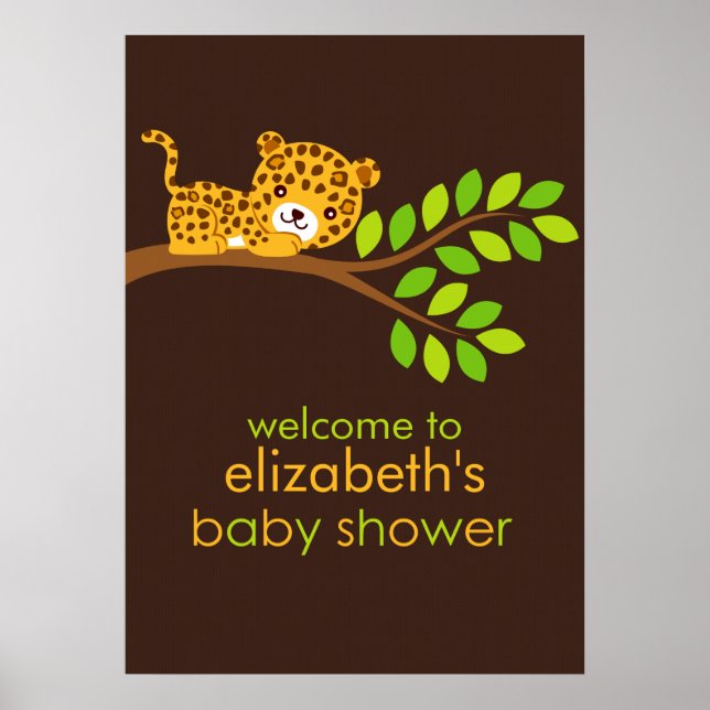 Póster Poster de Baby Shower de Cute Little Leopard Chica (Frente)