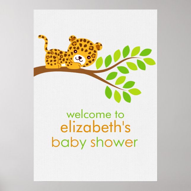 Póster Poster de Baby Shower de Cute Little Leopard Chica (Frente)