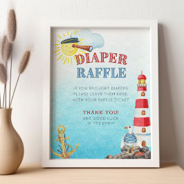 Póster Poster de Baby Shower de Nautical Diaper Raffle