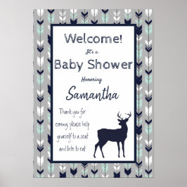 Póster Poster de Baby Shower del tema Woodland - Moneda, 