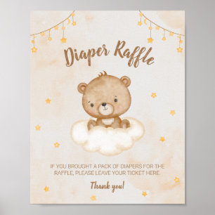 Póster Poster de Baby Shower Diaper Raffle de oso lindo m