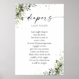 Póster Poster de Baby Shower Eucalyptus Floral Greenery