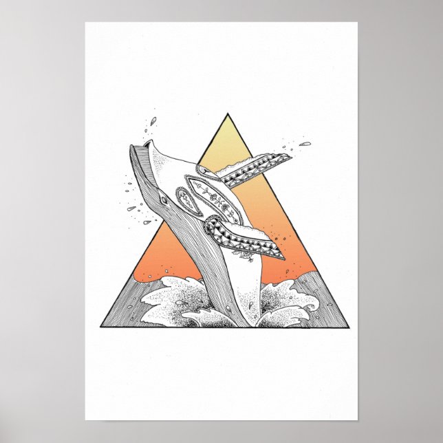 Póster Poster de ballenas al atardecer (Frente)