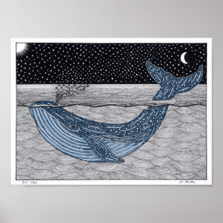 Póster Poster de ballenas azules