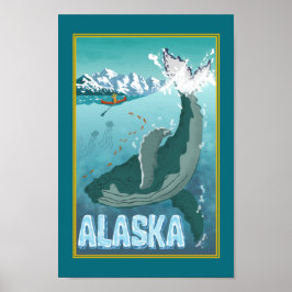 Póster Poster de ballenas de viaje de Alaska