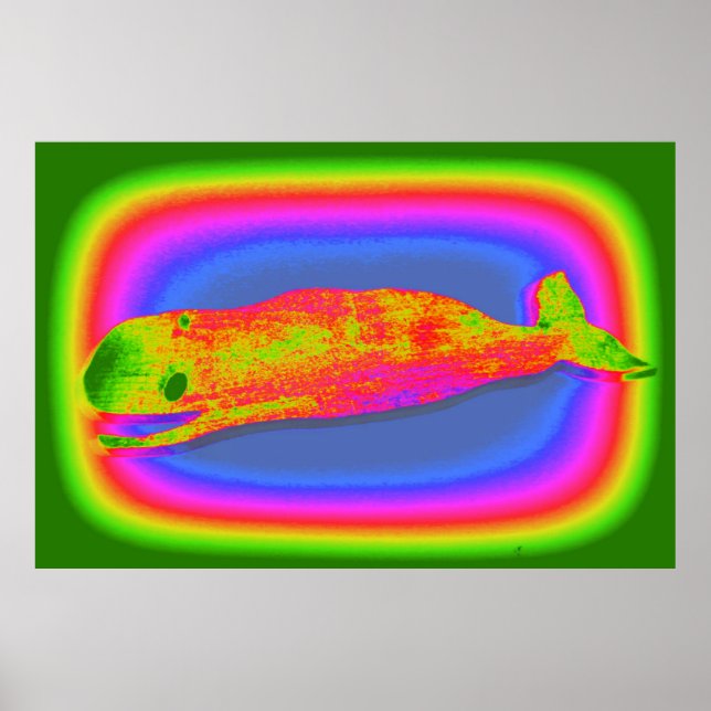 Póster poster de ballenas psicodélico sonriente (Frente)