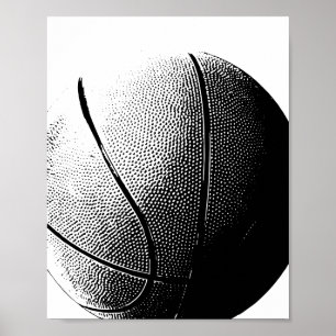Póster Poster de baloncesto Black White Sports Print