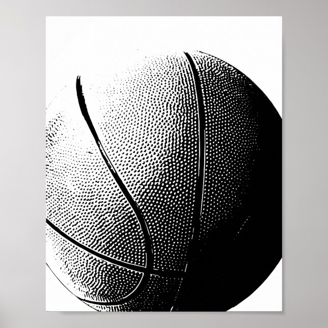 Póster Poster de baloncesto Black White Sports Print (Frente)