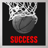 Poster de baloncesto Black White Success