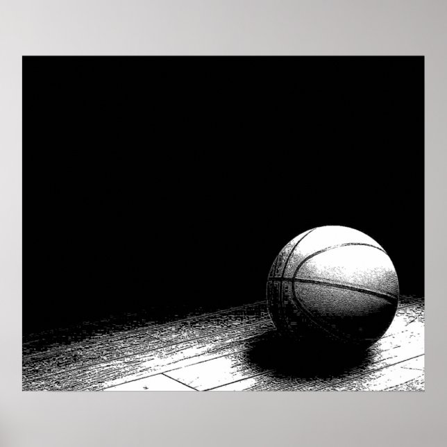 Póster Poster de baloncesto blanco y negro (Frente)