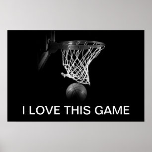 Póster Poster de baloncesto blanco y negro me encanta est