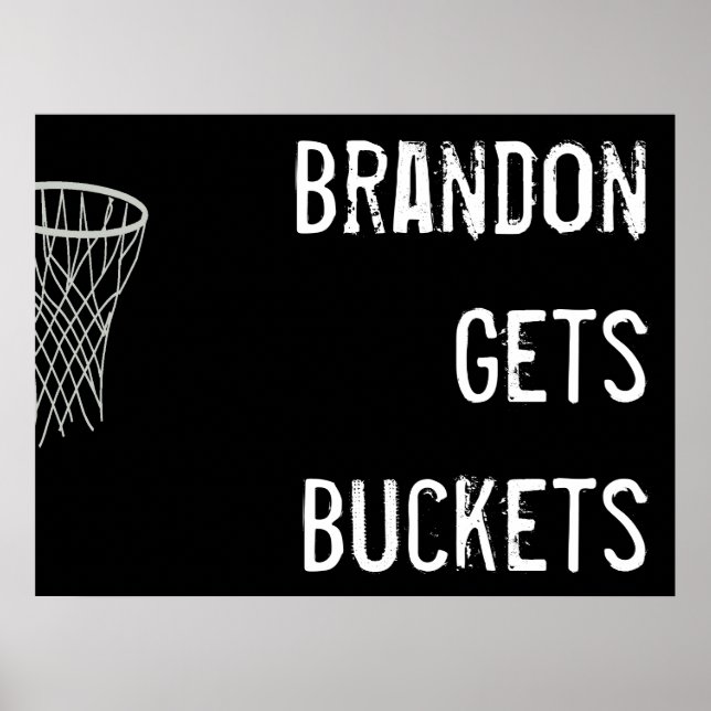 Póster Poster de baloncesto blanco y negro personalizado (Frente)