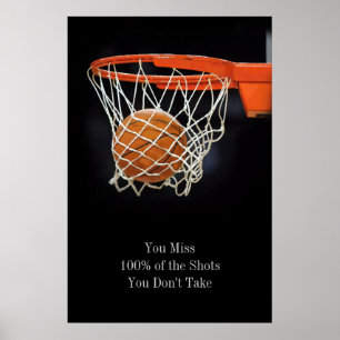 Póster Poster de baloncesto con citas motivacionales de é