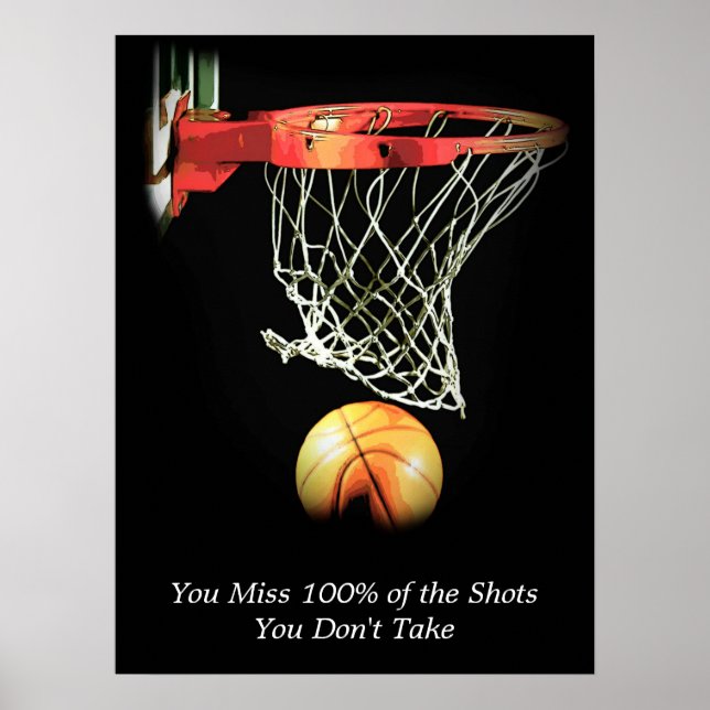 Póster Poster de Baloncesto con citas motivacionales de O (Frente)