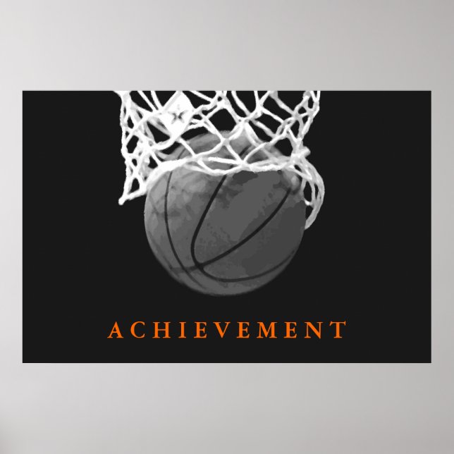 Póster Poster de baloncesto de Black White Achievt (Frente)