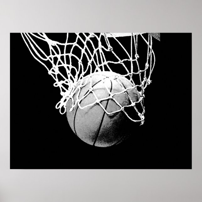 Póster Poster de Baloncesto Motivador Blanco Negro (Frente)