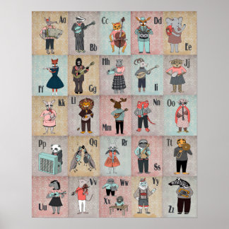 Póster POSTER de banda de alfabeto animal ABC