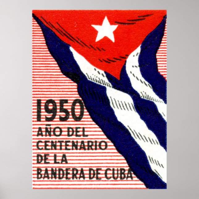 Póster poster de Bandera Cubana de 1950 (Frente)