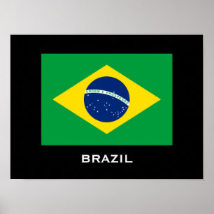 Póster Poster de bandera de Brasil
