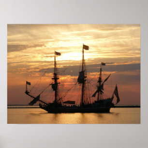 Póster Poster de bandera de la puesta del sol