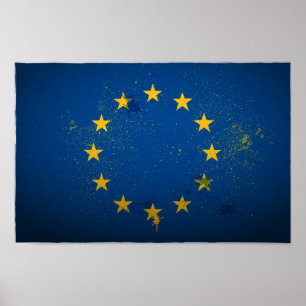 Póster Poster de Bandera de la Unión Europea Urbana