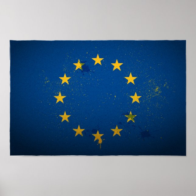 Póster Poster de Bandera de la Unión Europea Urbana (Frente)