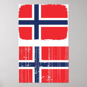 Póster Poster de bandera de Noruega