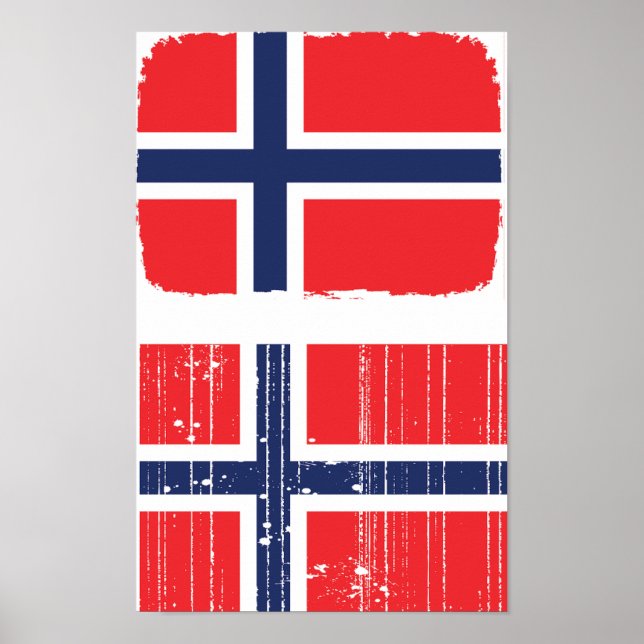 Póster Poster de bandera de Noruega (Frente)