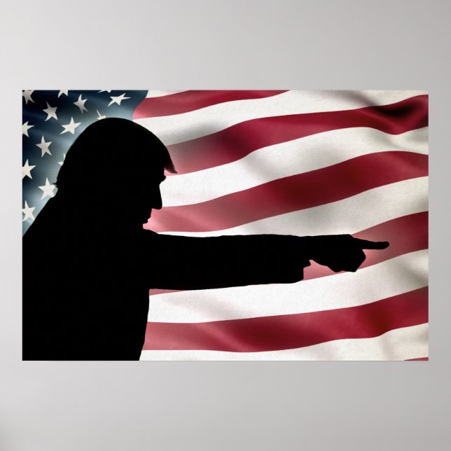 Póster Poster de bandera de silueta de Trump (Frente)