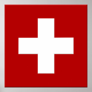 Póster Poster de bandera de Suiza en 3D