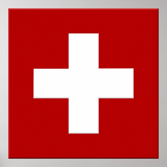 Póster Poster de bandera de Suiza en 3D (Frente)