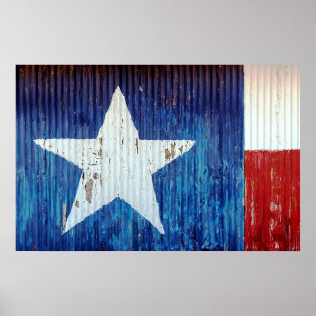 Póster Poster de bandera de Texas Metalizado ondulado (Frente)