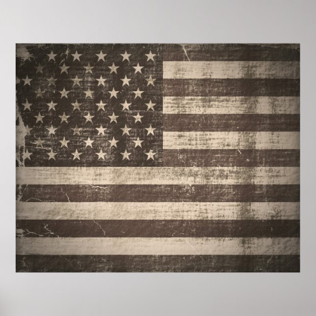 Póster Poster de bandera estadounidense de época (Frente)