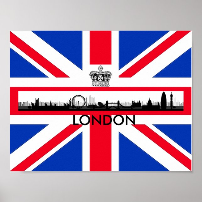 Póster Poster de bandera Jack Skyline Crown Union de Lond (Frente)