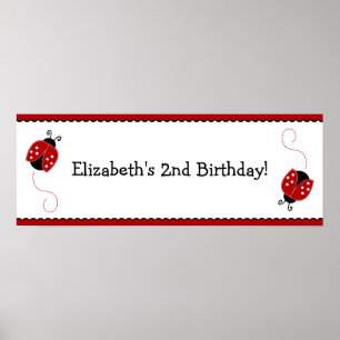 Póster Poster de banner de cumpleaños Red and Black Ladyb