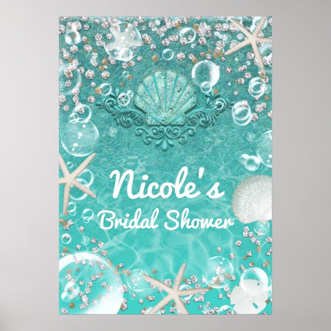 Póster Poster de banner de Starfish & Bubbles verde azula (Frente)