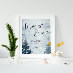 Póster Poster de bar mamá-osa de la selva de invierno