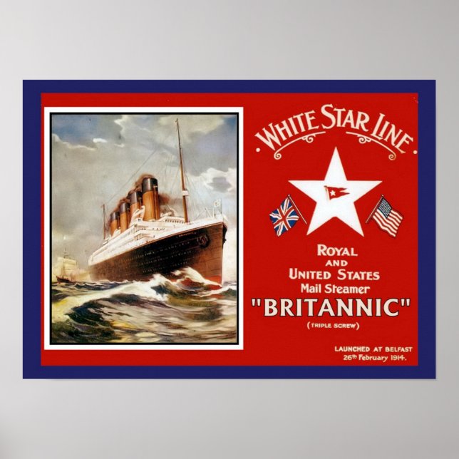 Póster Poster de Barco Británico de la Línea Estrella Bla (Frente)