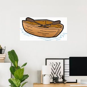Póster Poster de Barco de Fila de Madera Marrón