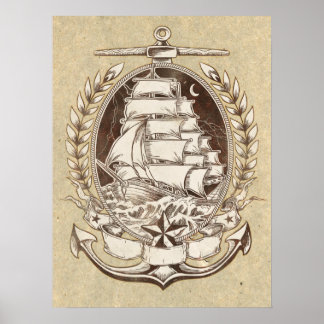 Póster Poster de Barco Vintage