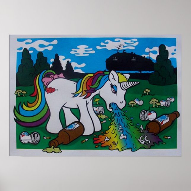 Póster Poster de Barfing Unicorn (Frente)