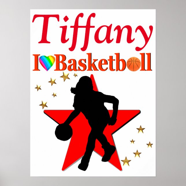 PÓSTER POSTER DE BASKETBALL DE CHICA PERSONALIZADO ROJO (Frente)