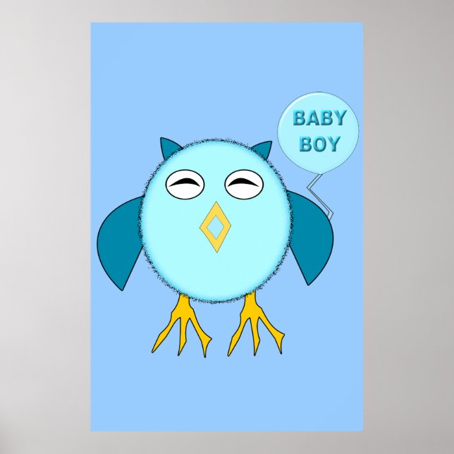 Póster Poster de Bebé Azul Cute (Frente)