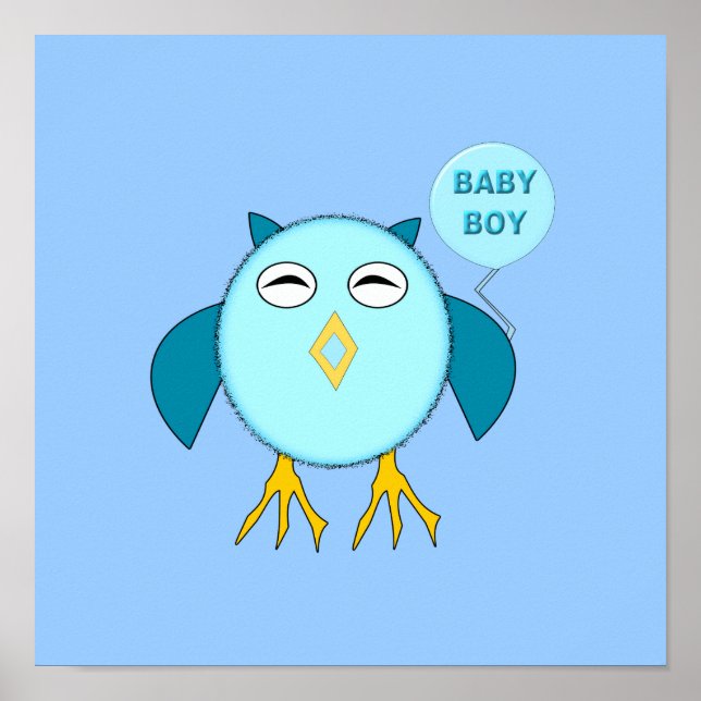 Póster Poster de Bebé Azul Cute (Frente)