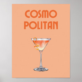 Póster Poster de bebida retro Naranja de cócteles cosmopo