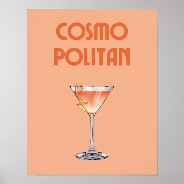 Póster Poster de bebida retro Naranja de cócteles cosmopo (Frente)