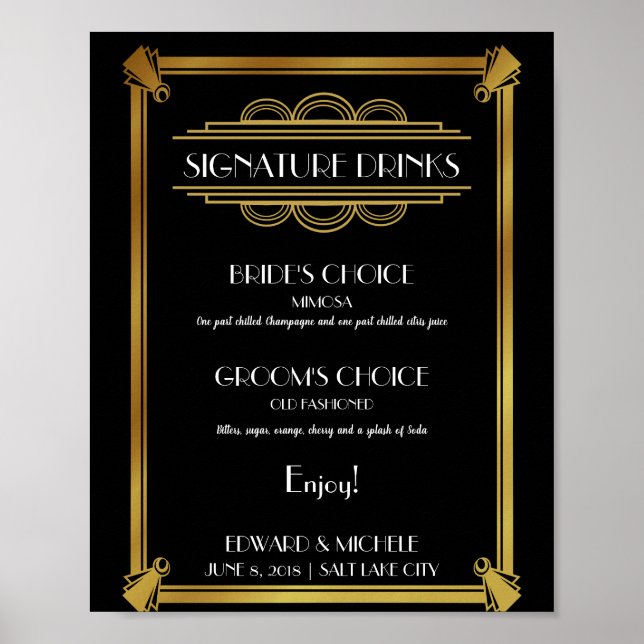 Póster Poster de bebidas Art Deco (Frente)