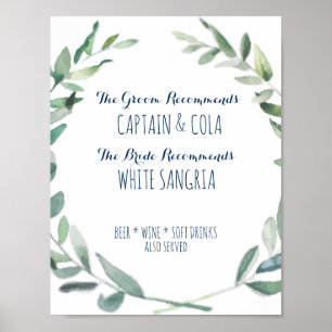 Póster Poster de bebidas con firma para novias y novias