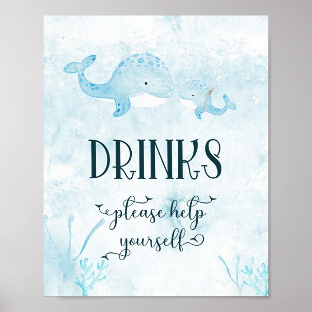 Póster Poster de bebidas de ballenas para madres y bebés (Frente)